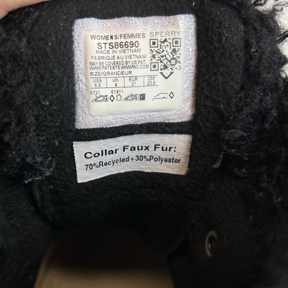 Sperry Saltwater Alpine Duck Boots Blk/Grey Sz 6.5M 86690 Faux Fur Side Zip Nice - Picture 10 of 11